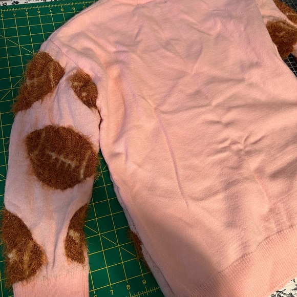 Simply Southern Football Pink Fuzzy Sweater NEW Small - Picture 9 of 10